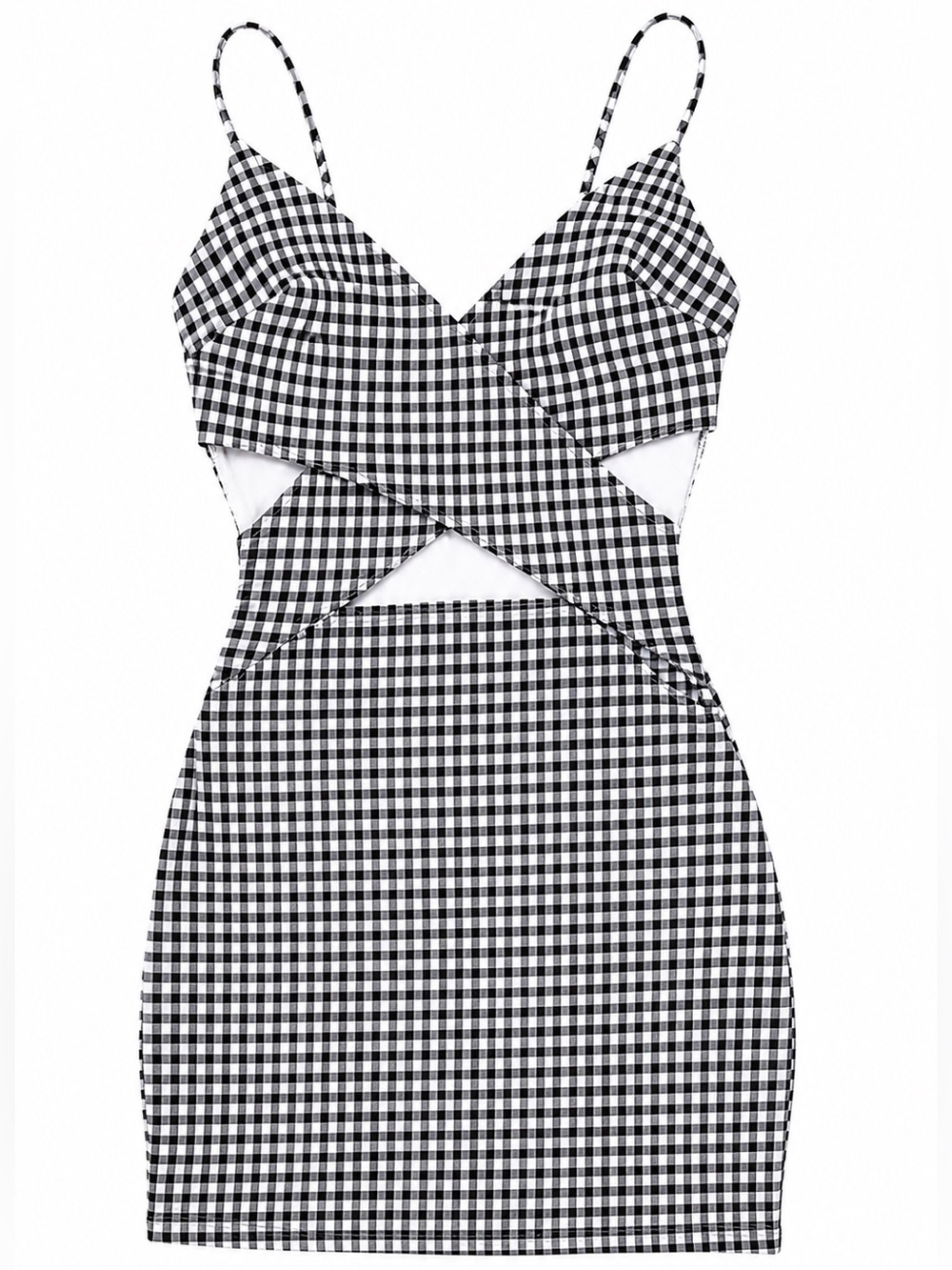 Windsor Black & White Gingham Cutout Mini Dress